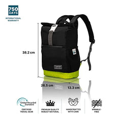 uppercase 14L Roll Top Laptop Backpack| up to 15'' |3x More Water Repellent Sustainable Laptop Bag| Travel Bag for Men & Women(Black) | 750 Days Warranty (Black)