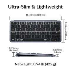Keychron B1 Pro Ultra-Slim ZMK/Launcher Wireless Bluetooth 2.4 GHz/Wired Connection Keyboard for Mac Windows Linux - Gray