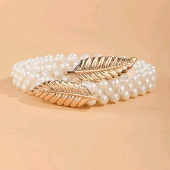 SYGA Pearl Adjustable Waist Belt with Hollowed Tassel Detail, Suitable Size for Waist 24-36 CM