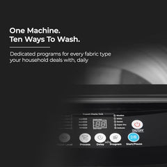 Midea 9kg 5-Star Top Load | Fully Auto | Soft Close Glass Lid | Hydrowave Stainless Tub | 10 Wash Programs | Auto Drum Clean | Magic Filter | Child Lock | Delay Wash | Inox Grey | MWMTL090FP1GNIG