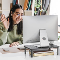 WALI Dual Monitor Stand for Desk, Desk Monitor Riser 3 Height Adjustable, Laptop Riser with Airflow Vents, Desk Organizer for Computer, Laptop, Printer, Notebook (STT003-2), 2 Pack, Black