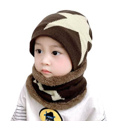 MOMISY Kids Winter Hat and Scarf Set, 2Pcs Warm Knit Beanie Cap and Scarf for 5-10 Years Old (Brown)