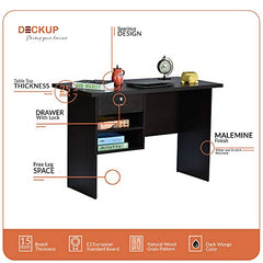 DeckUp Plank Giona Engineered Wood Study Table and Office Desk (Walnut and White, Matte Finish)