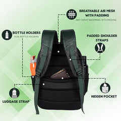 F Gear Luxur V2 27L Office Laptop Backpack with raincover, USB Charging Port, Fits 17" Laptop Artificial Leather Water resistant lightweight Gifts for Men Women Adults, College/Over Nighter (Green)