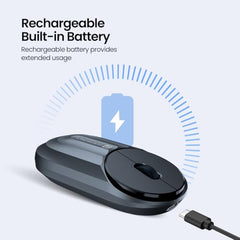 Portronics Toad 6 Bluetooth Wireless Mouse with 2.4 GHz USB Receiver, Multi-Device Pairing, Built in Battery, 1600 DPI Sensor(Black)
