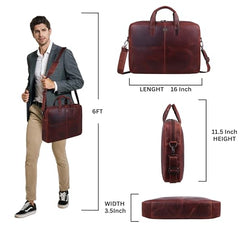 WildHorn Genuine Leather Office Bag for Men | 15.6-Inch Laptop Bag with a Minimalist Design | Professional Leather Bag with Adjustable Straps & Multiple Compartments | 1-Year Warranty