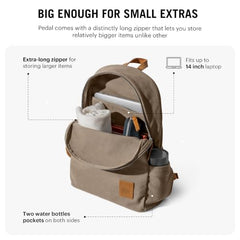 DailyObjects Pedal Everyday Casual Laptop Backpack (16L) Fits Upto 14 Inch Laptop, Unisex Travel Backpack Durable Canvas Material, Zippered Compartments With Pockets (Beige)