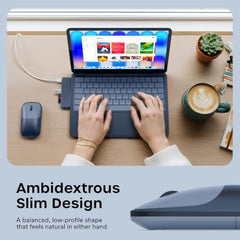 SATECHI Slim EX Wireless Mouse, Bluetooth & 2.4 GHz, Quiet Clicks, Silver