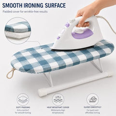 Mini Tabletop Ironing Board | Portable Folding Small Iron Board with Heat-Resistant Cover & Soft Padding, Anti-Slip Foldable Steel Legs, Compact Travel Ironing Table for Clothes (Multicolour)