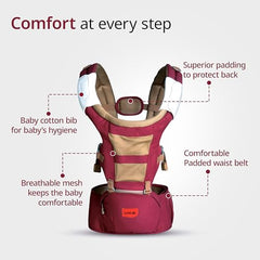LuvLap Royal Hip Seat Baby Carrier with 4 Carry Positions, Baby Carrier with Hip seat for 6 to 24 Months Baby, Adjustable New-Born to Toddler Carrier, Max Weight Up to 15 Kgs (Black)