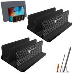 SPROSO QuadNest 4-Slot Vertical Laptop Stand, Black, Pack of 2