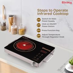 Premium 2000 W Touch Panel Infrared Induction Cooktop 1 Year Warranty (Use With All Utensils) - Radiant (Black)
