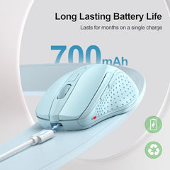 TECKNET Wireless Mouse, BT 5.0/2.4G, Rechargeable 6-DPI Silent, Grey