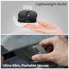Foxin Flow Wireless Mouse with Rechargeable Battery, Bluetooth & 2.4 Ghz Dual Connectivity, 4 Buttons, Upto 1600 DPI, Type-C Charging | Ergonomic Office Mouse for Laptop, MacBook, PC | Green