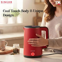 SINGER Cutie DX Electric Kettle 1350 Watts | 2 Years Warranty | 1.5 Liters | Quick Boil | Stainless Steel | Cool-Touch Handle and Lid | Auto Shut Off | Tea & Coffee, Instant Noodles, Rice, Soups