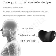 CRENTILA Car Neck and Back Cushion Memory Foam Lumbar Support Pillow for Office Chair and Car Seat, Comfortable Ergonomic Design for Neck and Back Rest, Black