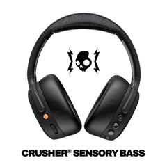 Skullcandy Crusher ANC 2 Over-Ear 4-Mic Active Noise Cancelling Wireless Headphones with 100 dB Sensory Bass, 40mm Drivers, Dual-Device Pairing, 50Hr Battery, Alexa Enabled – Black