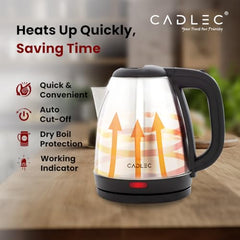 CADLEC 1.5L Electric Kettle & Stainless Steel Water Bottle Combo | Automatic Cut-Off | Multi-Use for Instant Noodles, Tea & Coffee, 2 Years Warranty | Kettle Combo Offer