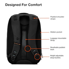 Nasher Miles Madison Passenger Workpack 22 Liters Water Resistant, Padded, Premium Reversed Polyester Black Yellow Laptop Backpack | USB charging| Unisex | Ideal For Office (Black & Yellow)