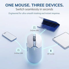 Offbeat Ivy Blutooth 5.2 + 2.4Ghz Wireless Gaming Mouse | Triple Device connectivity | 5000 DPI 1000 hz pollinng Rate 6D Button | 600 mAh Battery 100 Hours Playtime | Silent Click (Black)