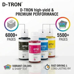 D-tron GT51/GT52 Compatible Refill Ink for HP 5810 5811 5820 5821 115 116 117 310 315 319 410 415 416 419 457 Printers (Black-2 Colour-3) Pack of 5 - Cyan, Magenta, Yellow, Black