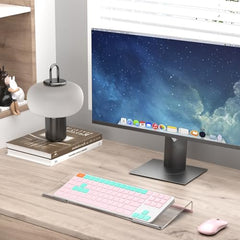Beego Ergonomic Computer Keyboard Stand Holder Clear Acrylic Keyboard Riser Tilted Keyboard Holder Keyboard Tray with Lightpink Non-Slip Strip for Easy Typing at Home School Office Desk Accessories