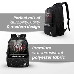 HACKER Laptop Backpack for Men & Women | Stylish Spider Printed Backpack | Durable School, College & Office Bag | Spacious Travel Backpack with Padded Laptop Compartment & Adjustable Straps