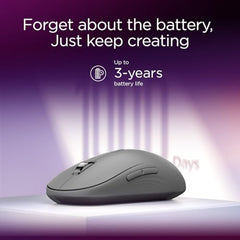Lenovo Yoga Bluetooth Silent Mouse, 3 Level DPI Adjustment, 36 Month Battery Life, Bluetooth 5.3, 3 Device Paring, Whisper Quiet, Programmable Buttons, Smooth Finish, Luna Grey