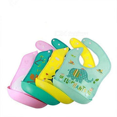 Syga 2 Pieces Baby Bibs Waterproof Silicone Roll up Washable Crumb Catcher Baby Feeding Eating Bib for 6 Months to 2 Years Unisex Baby (Multicolour)
