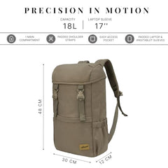 F Gear Dune Dark Beige 18L Premium Canvas Laptop Backpack|Water-Resistant, Office & College Bag, 1 Compartment, 1 Pocket, Padded Laptop & Tablet Sleeves Fits Upto 17 Inch Laptop|Men & Women