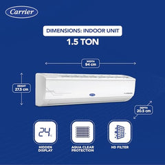 Carrier 1.5 Ton 5 Star AI Flexicool Inverter Split AC (Copper, Convertible 6-in-1 Cooling,Dual Filtration with HD & PM 2.5 Filter, Auto Cleanser, ESTER Exi, CAI18ES5R34F0,White)