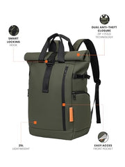 FUR JADEN 22L Vegan Leather Stylish Travel Premium Laptop Backpack for Men & Women | Water-Resistant | Fits Upto 15.6 Inch Laptop | Ideal for Office, College, Work & Travel (Yellow)