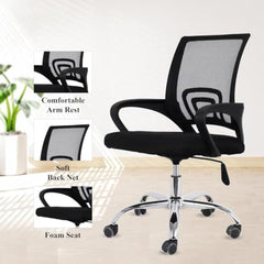 Casa Copenhagen Mesh Mid Back Office/Study/Computer/Revolving/Desk Chair for Work from Home -Metal Base, Height Adjustable Seat - Grey Milange & Black Handle