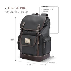 Gear Classic 16.5"/21L Medium Water Resistant Faux Leather Anti Theft Knapsack | Laptop Bag | Casual Bag | Travel Bag for Men/Women (Green - Brown)