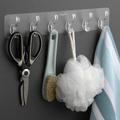 SIGNAMIO 6 Hook Shelf Adhesive Strip Wall Hanging Sticky Hook Black