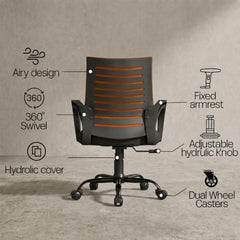 CELLBELL Desire C104 Mesh Mid Back Chair | Ergonomic Office, Study, Revolving, Computer Chair for Work from Home Heavy Duty Metal Base, Seat Height Adjustable (Black)