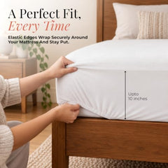 HOKIPO Premium Waterproof Mattress Protector Queen Size 78x60 inches| White | 100% waterproof, ultra soft, breathable & hypoallergenic, noiseless, elastic fitted | 6.5x5 feet