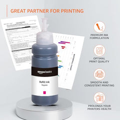 Amazon Basics Compatible Ink Refill Kit for Epson L130,L360,L380,L361,L565,L210,L220,L310,L350,L355,L365,L385,L405,L455 and L485 Printers | Vivid Color Matching Multi-Color Pack(C/M/Y/Bk - 70g x 4)