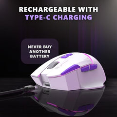 EvoFox Performance Series Banshee Rechargeable Wireless Gaming Mouse (2.4G+BT+Wired), Hyper Connect-Pixart3325 Sensor, Upto 1000Hz Polling Rate & 10000DPI,8 Programmable Buttons,Comprehensive Software