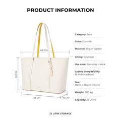 MOKOBARA Astrid Tote 22L Laptop Bag 16 Inch Office Travel Handbag Beige