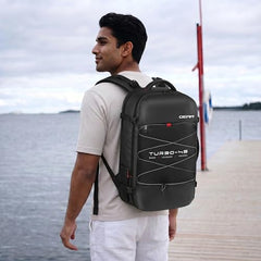 Gear Turbo 21"/45L Large Water Resistant Anti theft Laptop Backpack with Raincover | Backpack | Daypack |Briefcase | Travel Bag For Men/Women (Black - Black)