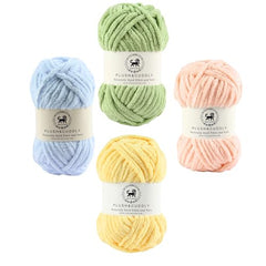 NESTNHAVEN , Plush & Cuddly Sets 2.0 , Chenille Yarn Supersoft Hand Knitting Wool Ball, set of 4 , 400 grams (1 Ball/100 Gram Each) Suitable for Craft, Babywear, Toys , Baby Blankets , 5 Bulky, Shades - NNHS 2.0 (Set 26 baby Pink , lilac , hot pink…