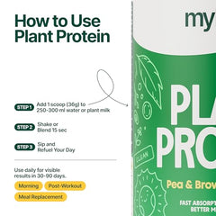 MYHERB Plant Protein Powder | Pea And Brown Rice Protein Powder | Vegan High Protein Powder | 27 gm Protien,21 Vital,6 gm BCCAs |Sugar Free|For Men,Women (500 g (Pack of 1), Chocolate)
