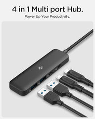Spigen 4-in-1 USB-C Hub for MacBook Neo/Air/Pro and Laptops - Black
