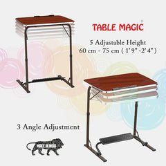 TABLE MAGIC- BADE Multipurpose Laptop Table Mat Finish - Adjustable, Foldable, Portable, Engineered Wood Top with Footrest, Top Size 60 * 45cm (X-Large, Midnight Black)