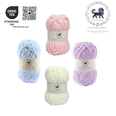 NESTNHAVEN , Plush & Cuddly Sets 2.0 , Chenille Yarn Supersoft Hand Knitting Wool Ball, set of 4 , 400 grams (1 Ball/100 Gram Each) Suitable for Craft, Babywear, Toys , Baby Blankets , 5 Bulky, Shades - NNHS 2.0 (Set 26 baby Pink , lilac , hot pink…