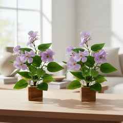 fancymart Artificial Flower Plant Home Décor with Small Size Pot | Pack of 2 | Plant Hanging for Home Decor | Office Decor (DESIGN-01)