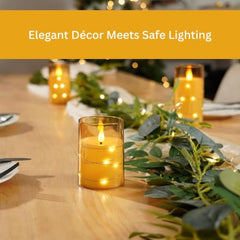 Flameless LED Pillar Candle Set of 2 | Acrylic Fiber Glass | Dancing Faux Wick | Remote Control with Battery Operated 3 AA | Home Décor & Gifting | 3" D x 6" H | Red