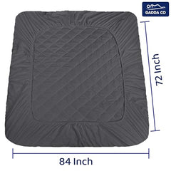 GADDA CO 100% Waterproof Premium Cotton Feel Mattress Protector King Size 78x72 Inch|Ultra Soft Breathable & Fitted Bed Protector Terry Cover Double Bed (6.5x6 feet, Fits 10 Inches, Grey)