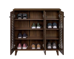 DeckUp Ariana Engineered Wood 3-Door Shoe Rack (Walnut, Matte Finish)